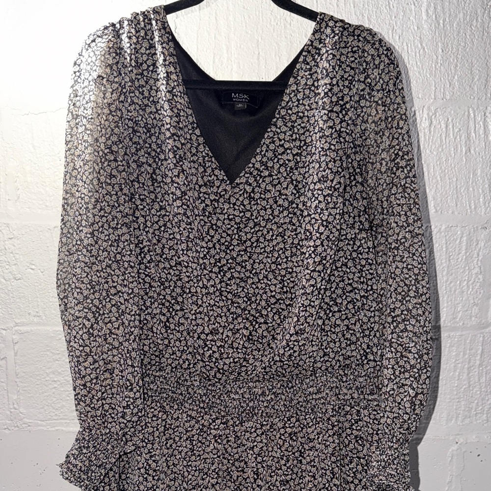 MSK Black and White Patterned Women's Dress
